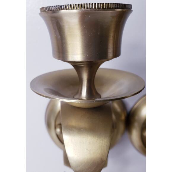 VINTAGE BOMBAY CO. MCM 15" SOLID BRASS Acanthus Leaf Candle SCONCE SET OF 2 - Picture 7 of 14